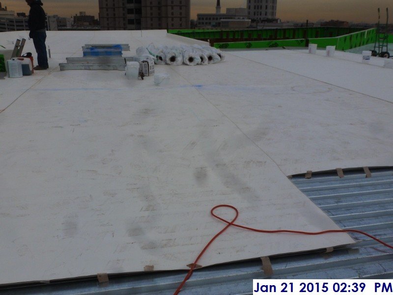 Installing EPDM at the High Roof Facing East